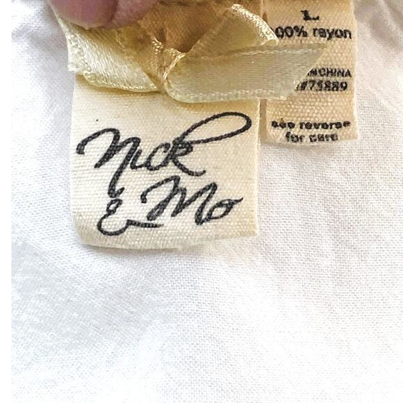 NICK & MO Bohemian White Cotton Embroidered Boho Summer Dress ~ Women's LARGE - Picture 9 of 10